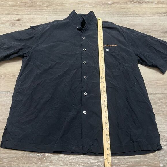 Harley Davidson Embroidered Shirt Mens Size XXL Black Vintage SILK RARE - Picture 3 of 9